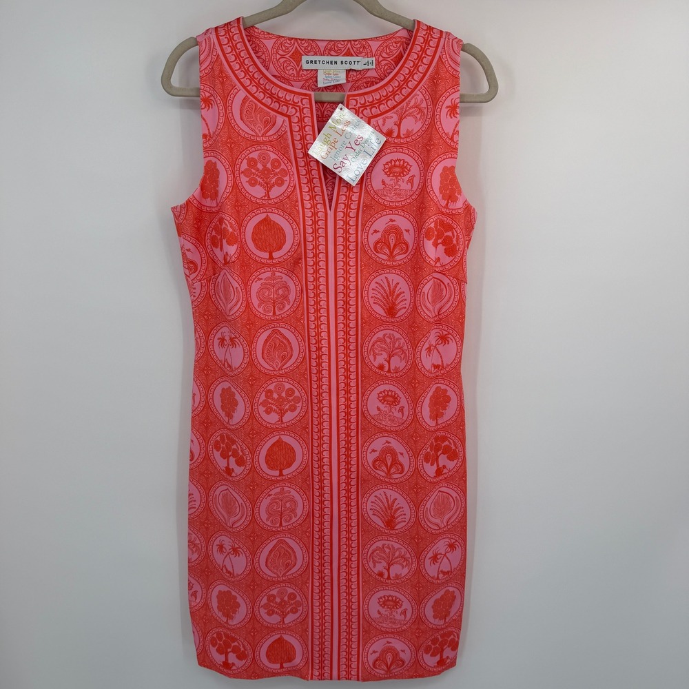 Gretchen Scott Plain Jane Dress Circle of Love Pink Red Medallion Size L NWT